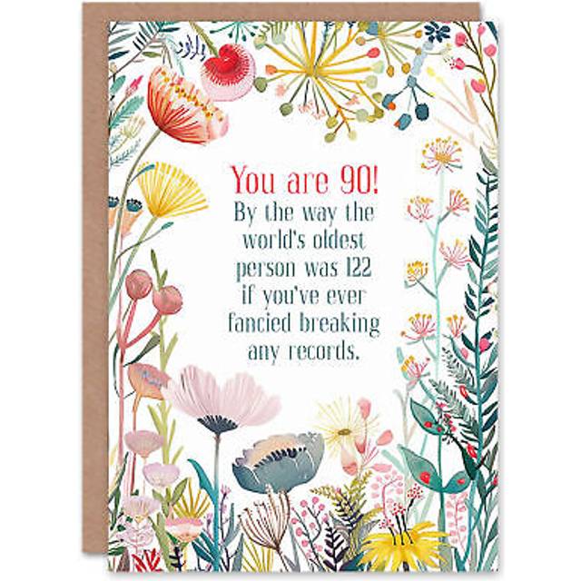 Greeting card happy flowers 90 year old oldest person record birthday