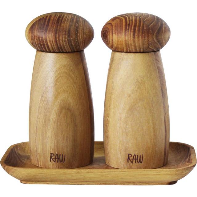Billede af aida RAW Kværnsæt Med Bakke H13,4 cm Teak Saltkværn, Peberkværn 3stk 13.5cm
