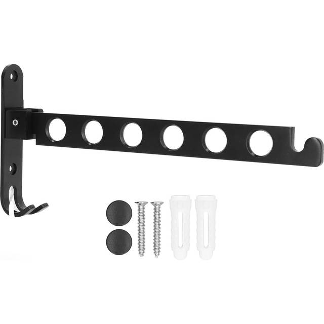 Folding Clothes Hanger Space Saving 90 degrees Collapsible Laundry Drying Rack with 6 Holes Black