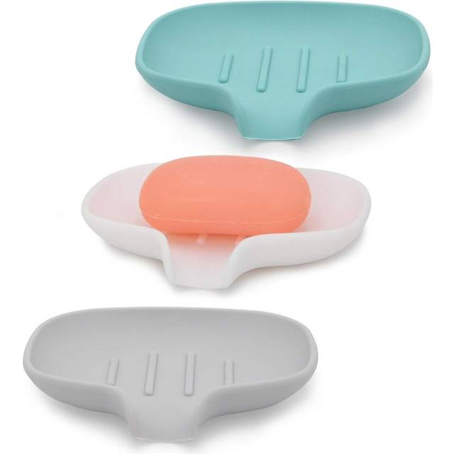 3 Pack Silicone Soap Dish with Drain, Bar Soap Holder for Shower/Bathroom, Self Draining Waterfall Soap Tray/Saver for Kitchen, Keep Soap Dry