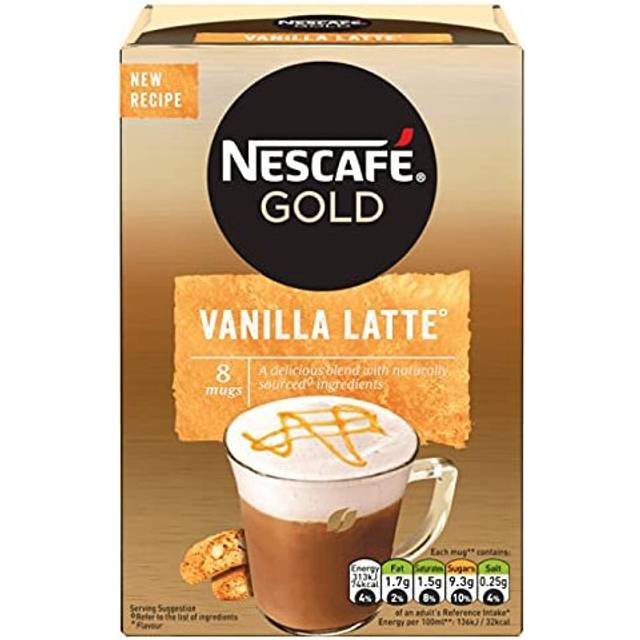 Nescafe Gold Vanilla Latte Instant Coffee Sachets (Pack of 6, Total 48 Sachets)