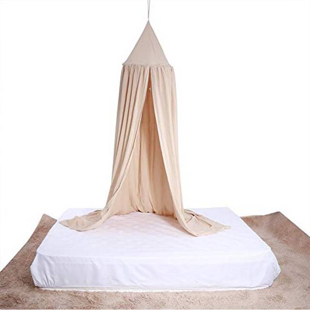 Round Dome Hanging Bed Canopy Mosquito Net Curtain for Baby Kids Playing Sleeping Room Dcor Multicolor(Khaki)