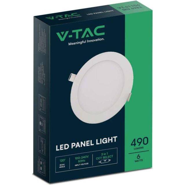 VT-61106 6W LED MINI PANEL COLOUR CODE: 3 IN 1,  ROUND, CCT