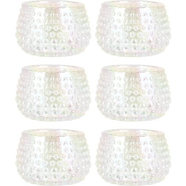 "Koyal Wholesale 2"""""""" Tall Iridescent Modern Hobnail Glass Candle Holders  Set of 6 Holders"