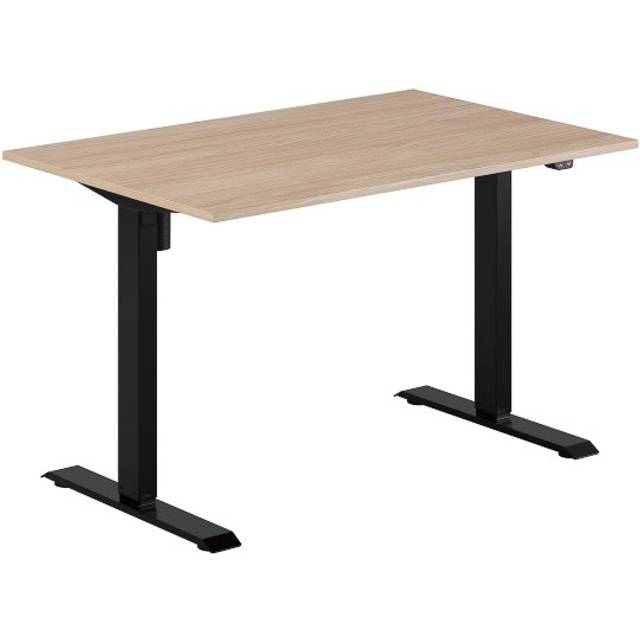 Höj och sänkbart skrivbord, 1-motorigt, svart stativ, urban oak bordsskiva 120x80cm