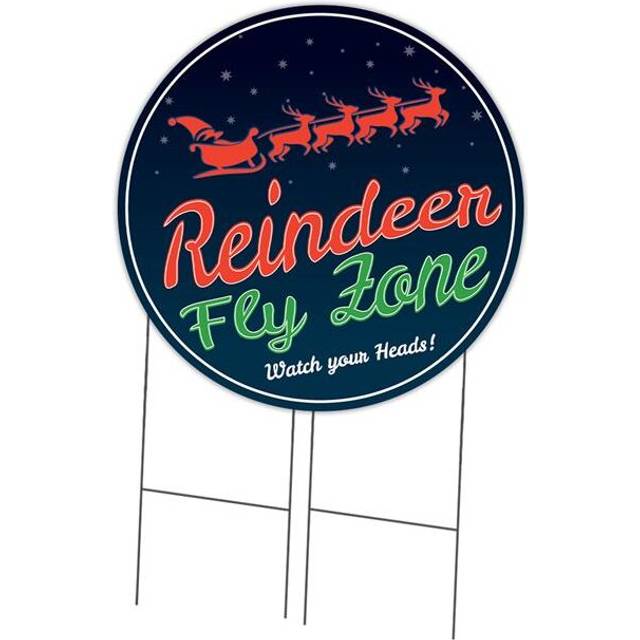 SignMission C-36-CIR-DS-WS- Reindeer fly zone 36 in. Double Sided Corrugated Circular Plastic Sign - Reindeer Fly Zone