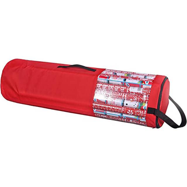 PVC Clear Gift Wrapping Paper Storage Bag Christmas Gift Wrap Organizer-Red
