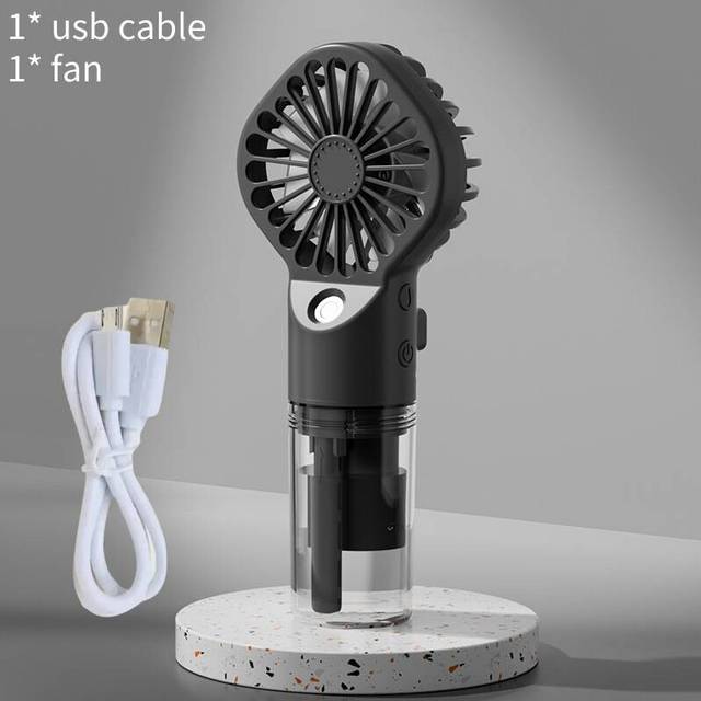 (Black) Humidifying Misting Fan Mini Handheld Usb Charging Students Outdoor Travel Gift