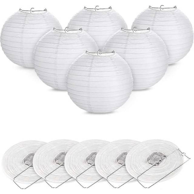 (As show, One size) 12pcs 6&quot;(15cm) round white paper lantern decoration for christmas wedding birthday party