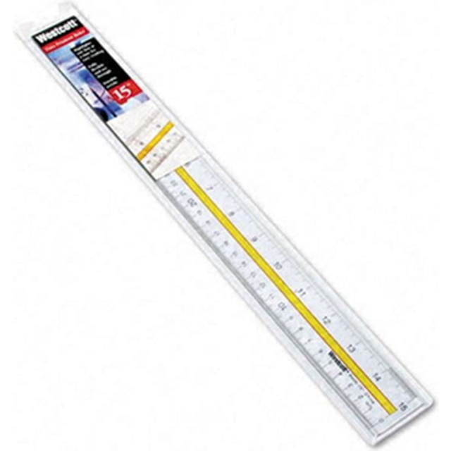 Acme United  Highlighting Data Beveled Plastic Ruler  15    Clear/Yellow Panel