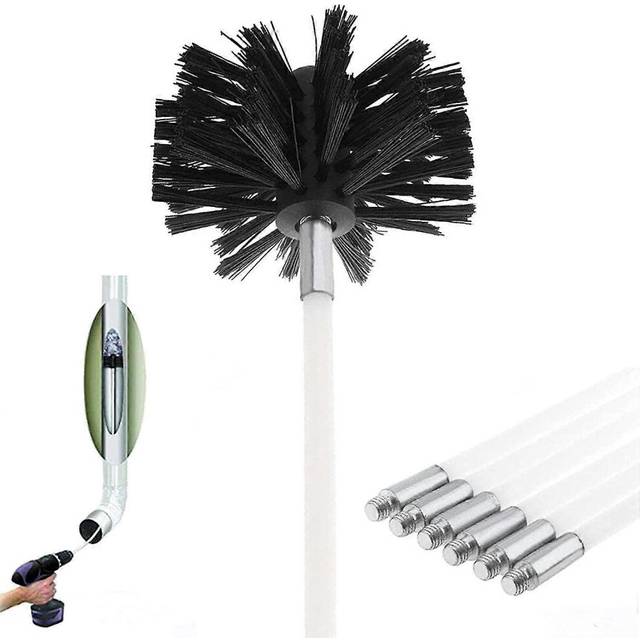 (As show, One size) Chimney Brush Kit,contains 6 (61cm) Flexible Rods And 1 (100mm) Pellet Stove Chimney Sweeping Kit Head