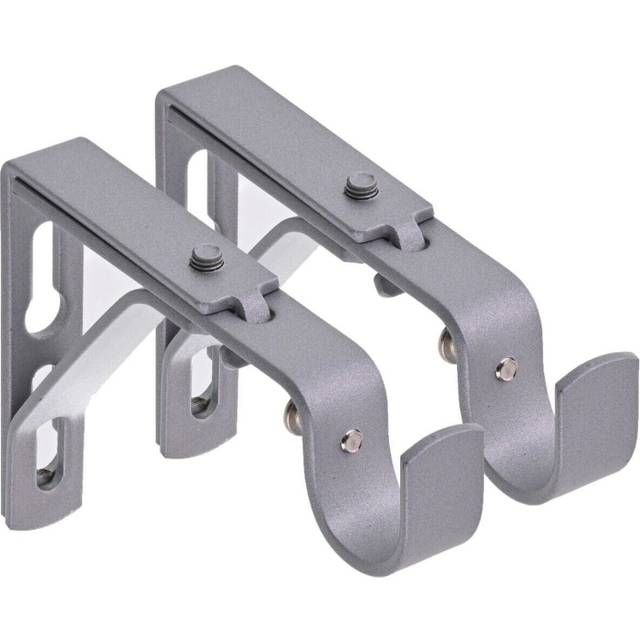 (Metal Finish (Pack of 2), Matt Silver(Metal Bracket)) Lister Cartwright 19mm Curtain Pole Ends Brackets Pack of 1, 2, 3 Adjustable Screws