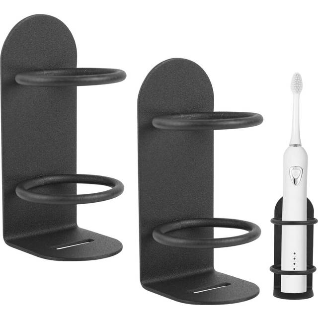2 Pack Electric Toothbrush Holder, Black Electric Toothbrush Holder, Wall Mounted Electric Toothbrush Holder, Carbon Steel Toothbrush Holder