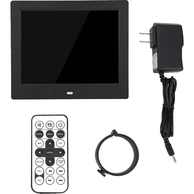8inch Screen 1024X768 Digital Photo Frame Alarm Clock Music Movie Player with Remote Control US Plug black
