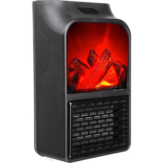 (EU Plug) 3D Flame 500W Wall-Mount Electric Fireplace Heater with Remote Control