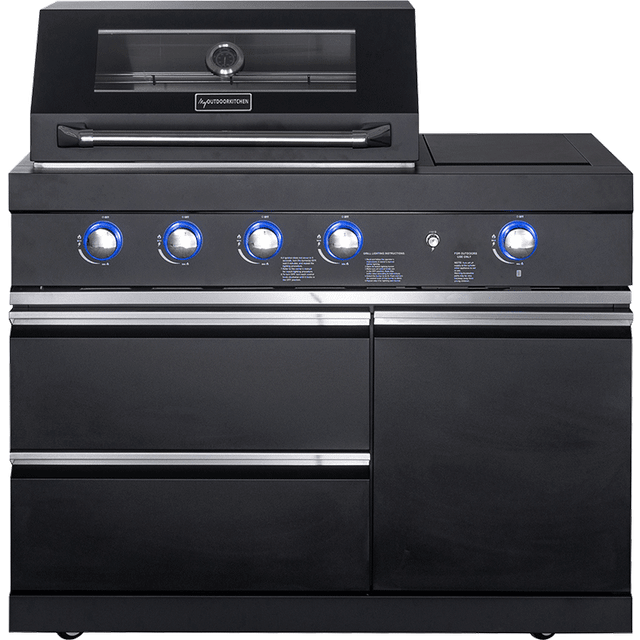 Pure - Fristående gasolgrill med 4 brännare och infraröd sidobrännare - Svart
