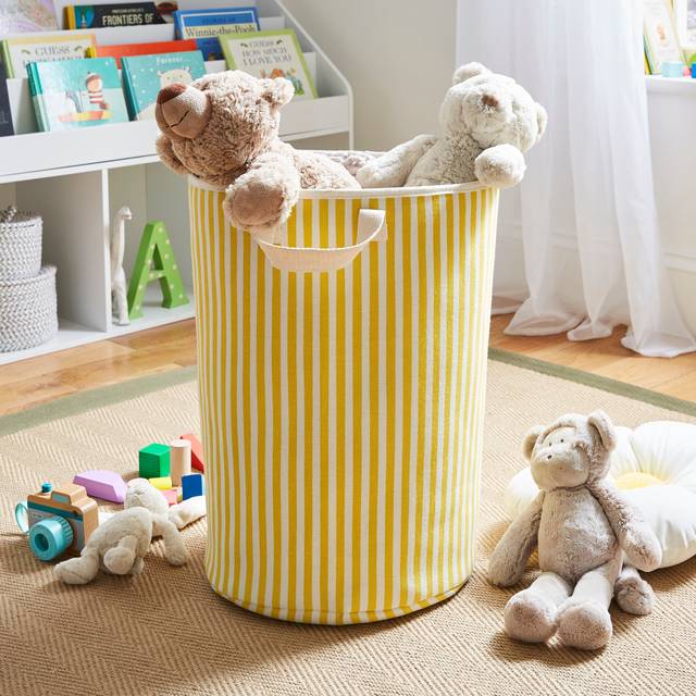 Kids Fabric Stripe Toy Storage Bag - Ochre