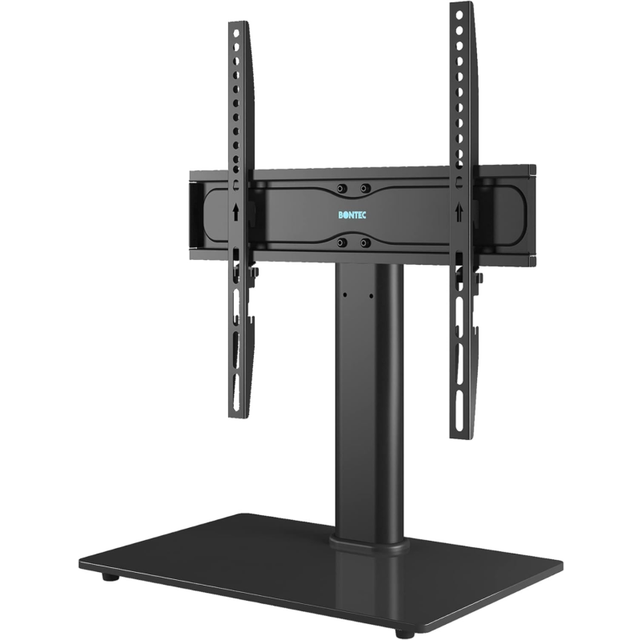 Universal Table Top Pedestal TV Stand with Bracket for 26â-55â LCD/LED/Plasma TVs-Height Adjustable stand with 8mm Tempered Glass Base & Cable