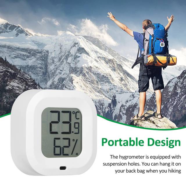 Digital Thermometer Hygrometer for iOS/Android Smart Humidity Temperature Sensor with Alarm and white