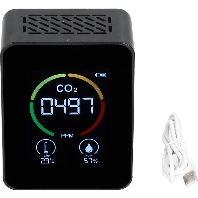 CO? Detector Digital Thermometer Hygrometer Air Quality Monitor TVOC Formaldehyde Detector(Black ) white