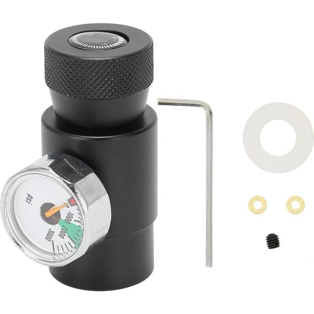 Soda CO2 Cylinder Refilling Adapter Connector Set with ASA 3000psi Pressure Gauge Black