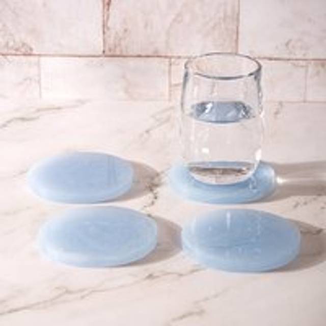 Set of 4 Resin Marble Coasters - White