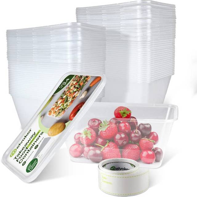 Melvoker Round Food Containers with Lids - 24Pcs 1000ml (32oz)