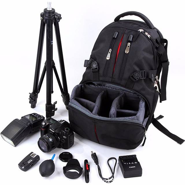 Nylon Waterproof Shockproof Camera Laptop Bag Lens Case Backpack For Canon Nikon SLR DSLR Camera