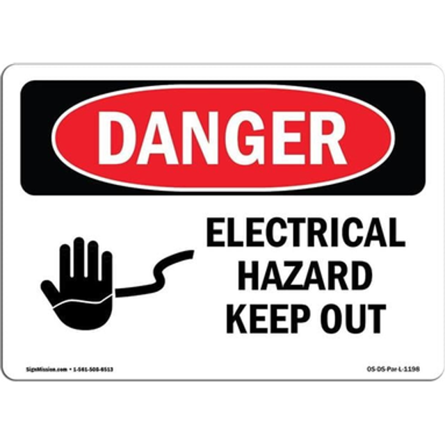 SignMission OS-DS-D-35-L-1198 OSHA Danger Sign - Electrical Hazard Keep Out