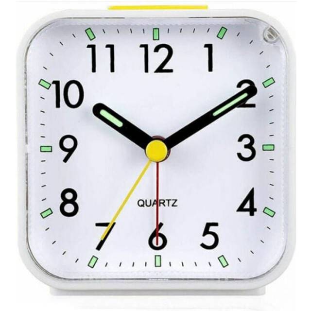 White Silent Analog Alarm Clock Non-Ticking, Gentle Wake-Up, Beep Sounds, Increase Volume, Snooze and Light Functions Battery Operated, Easy Setting