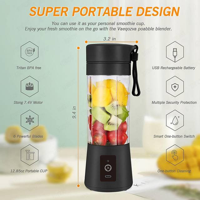 Portable Blender for Shakes and Smoothies Personal Size Single Serve Travel Fruit Juicer Mixer Cup white