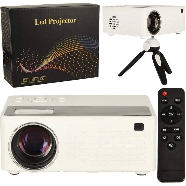 Bärbar LED-barnprojektor 1080p USB vit