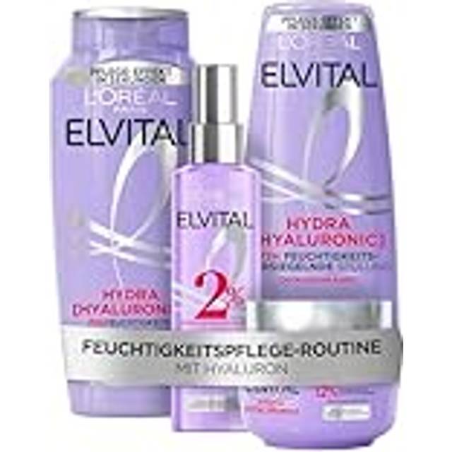 L'Oréal Paris Elvital fuktgivande vård-set med Hydra Hyaluronic schampo (300 ml), Hydra Hyaluronic hårvård balsam (250 ml) & Hydra Hyaluronic Leave-In Serum (150 ml)
