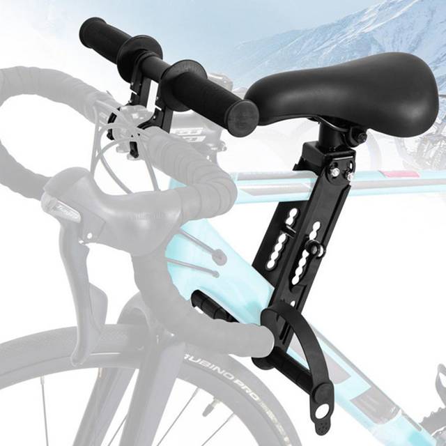 Bicycle Children Front Seats Soft ShockAbsorbing Bike Seats for Kids Bicycle Front Seats and Handle black