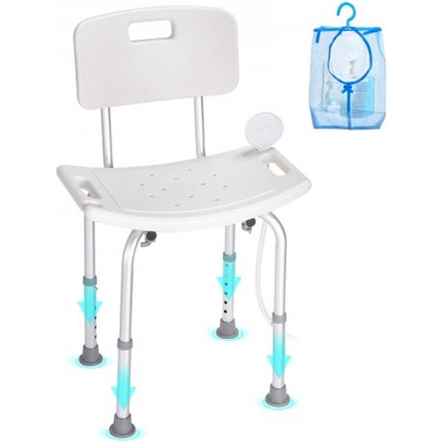 VEVOR Shower Chair, Shower Seat with Back, Adjustable Height Shower Stool, Shower Chair for Inside Shower Bathtub, Non-slip Bathroom Bench Bath Chair for Elderly Disabled Handicap, 158.8 kg Capacity