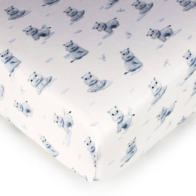 Organic Crib Sheets in Baby Hippo