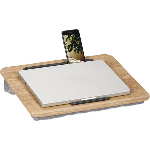 Relaxdays - Laptop Bed Tray with Cushion, for Up to 16' Notebooks, Tablet Desk for Sofa with Mobile Phone Holder