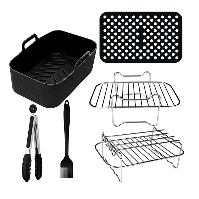 6PCS Double Basket Air Fryer Parts Dual Zone Deep 7.6L-9.5L