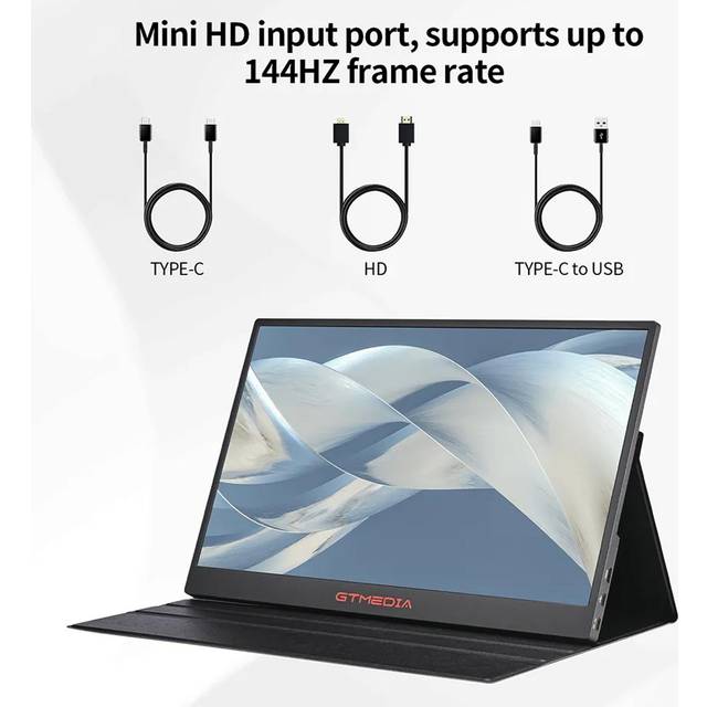 GTMEDIA GAME MATE 173 Monitor Extender 17.3 QHD 2560*1440(2.5K) IPS Screen Mini HD*1+Type-C*2 EU Plug svart