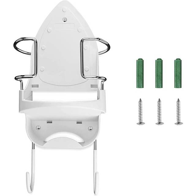 Iron Board Hanger Wall Mount Electric Iron Holder Iron and Ironing Board Storage Organizer Shelf with Removable Hooks -2