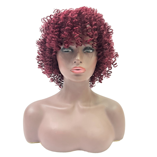 WuLinshop  African Women Short Wigs with Bangs Headgear