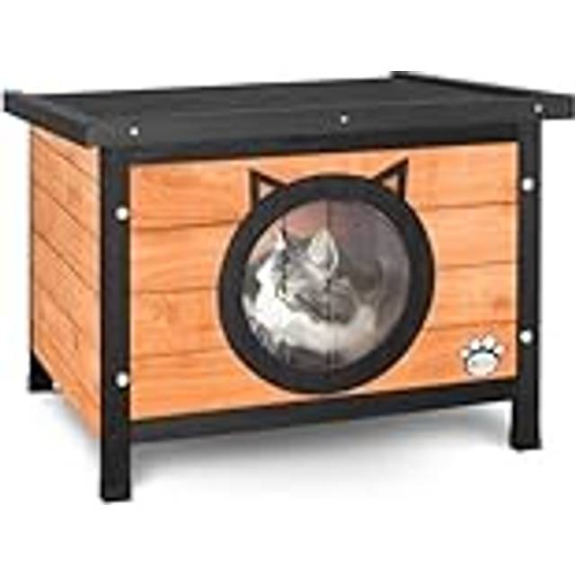 (wood) VOUNOT Cat House Wooden Kitten Home 57x45x43cm