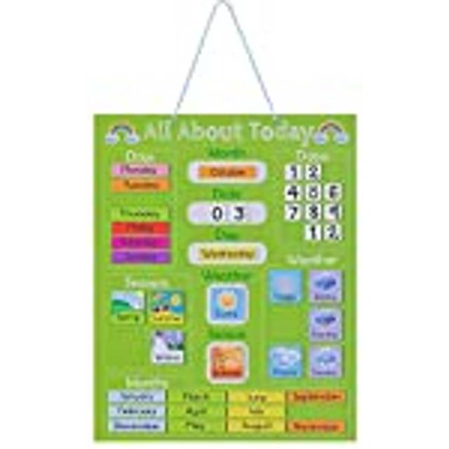 Kids Magnetic Calendar Early Years Learning Weather Date Month Day Season Educational Chart for Children Kids Wall Board Green