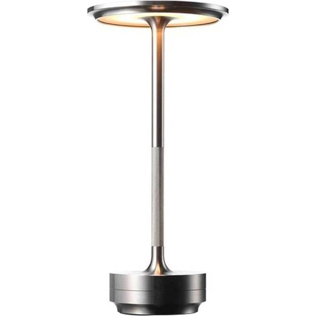 (Silver) Cordless Metallic Table Lamp, I-shaped Dimmable Rechargeable Waterproof Desk Light, Touching Control LED Decorative Light
