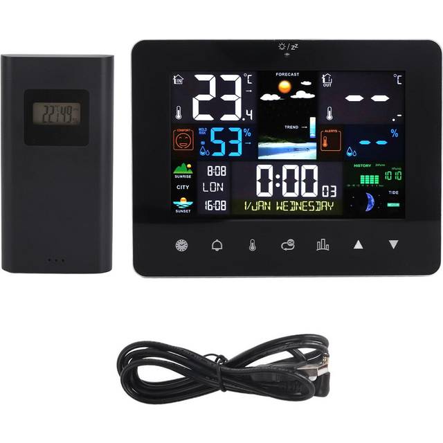 Colorful Touch Screen Digital Weather Forecast Station Wireless Indoor Outdoor Thermometer