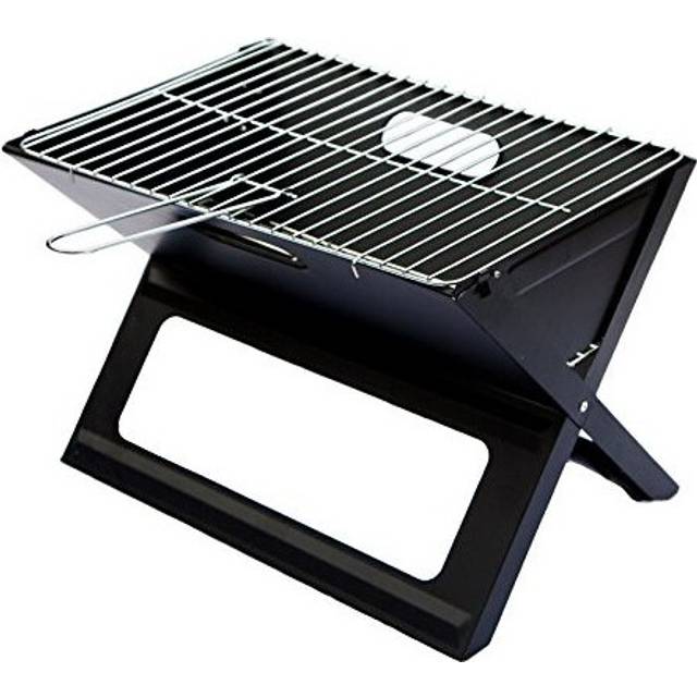 Notebook Folding Grill - Portable Picnic BBQ with Chrome Plated Cooking Grid (Black)