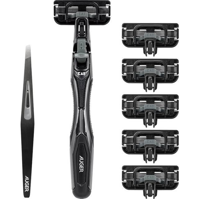 KAI AUGER Face Care Set Auger Tweezers Shaving Replacement Blade Razor 5 Blades Stylish Men's Men's