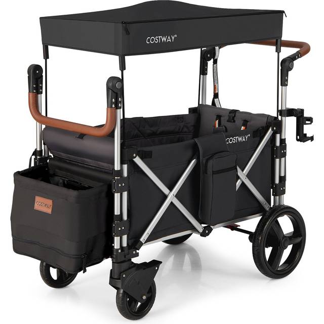 Twin Baby Double Stroller Wagon Push Pull Stroller-Black