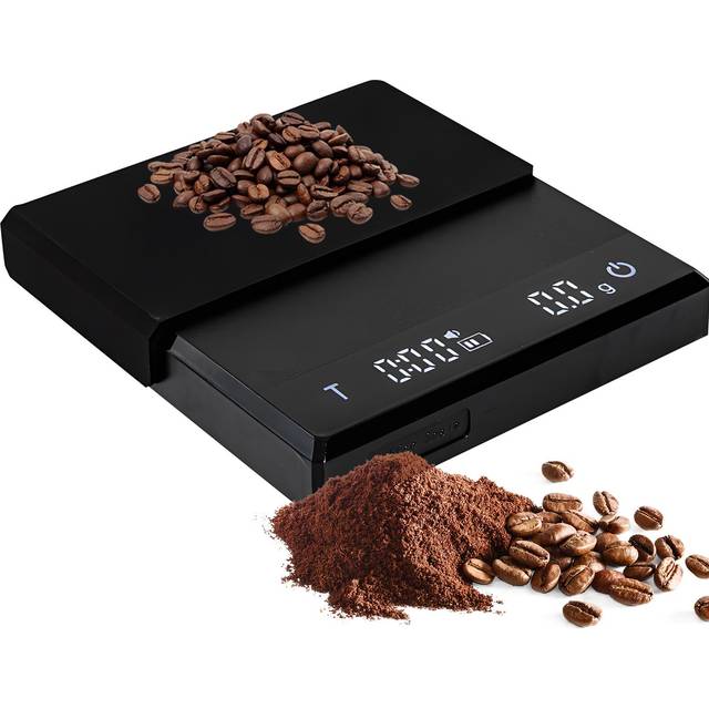 Mini Coffee Scale with Timer, 2kg/0.1g Accurate 3 Modes Type-C Rechargeable Portable Digital Scale svart
