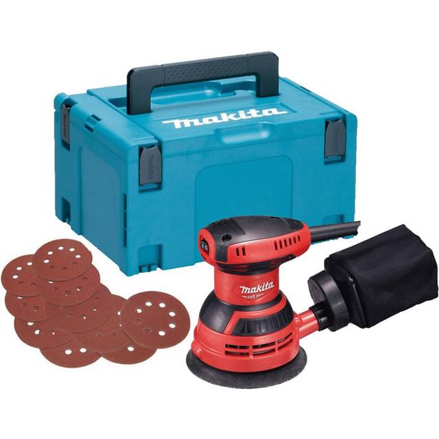 "Makita M9204 125mm 5"" 240v Electric Random Orbital Sander + Dust Bag + Makpac"